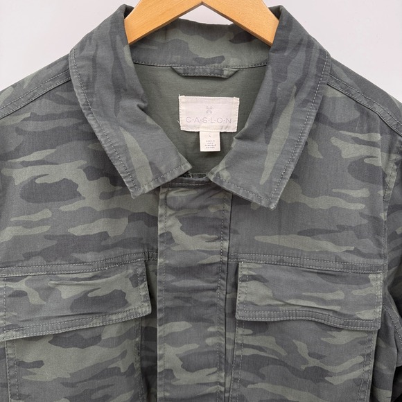 Caslon Women's Camouflage‎ Military Jacket Sz L Green Studded Chore Barn Country - Picture 3 of 14